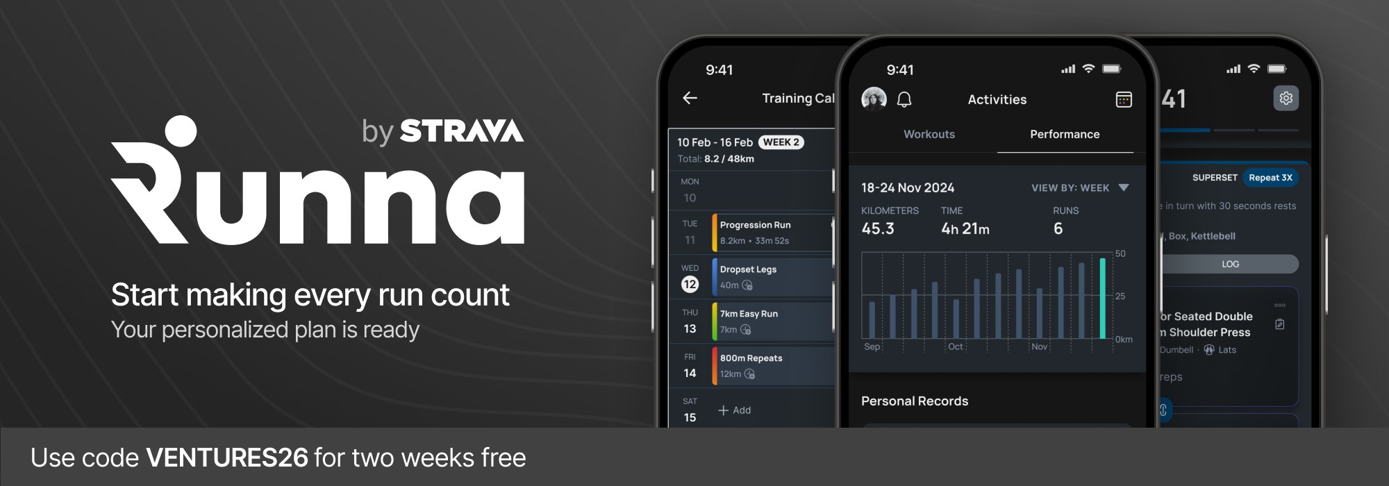 Runna by Strava - 2 Weeks Free with VENTURES26